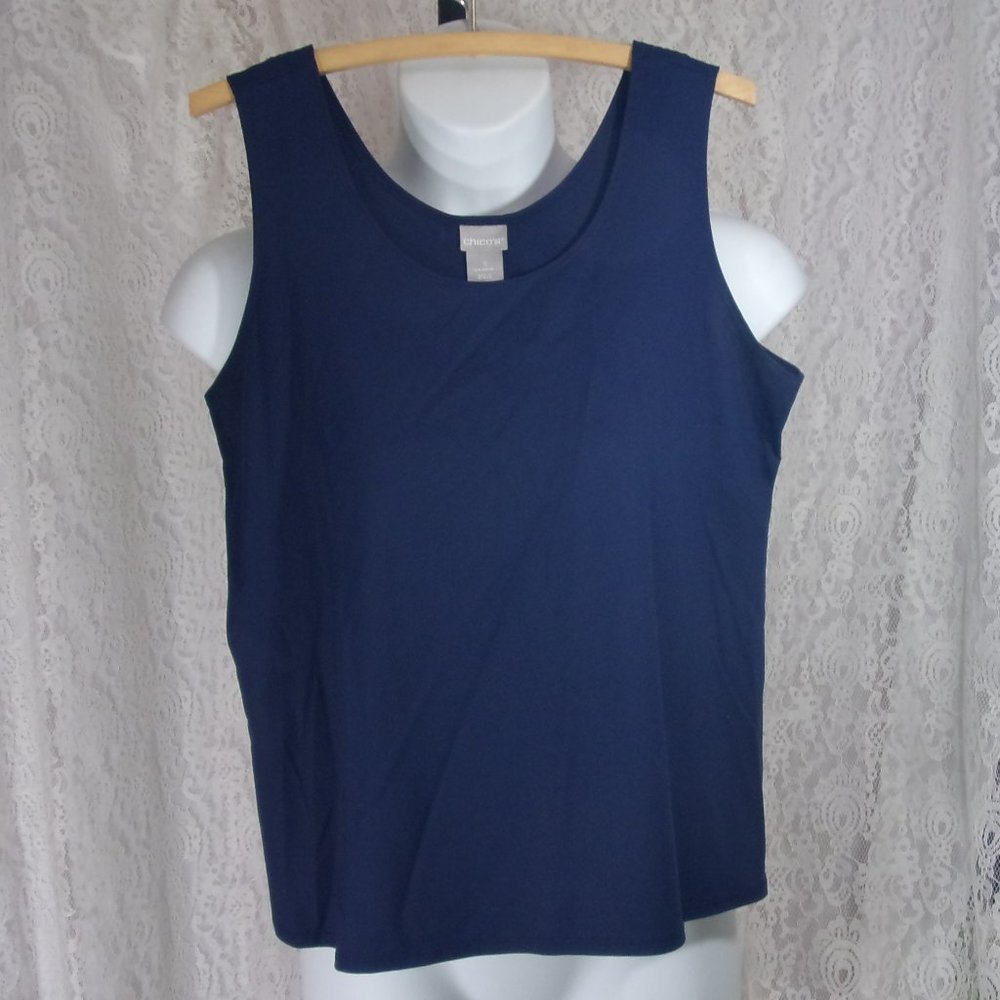 Chico's Dressy Stretch Tank Top Navy Blue NWOT